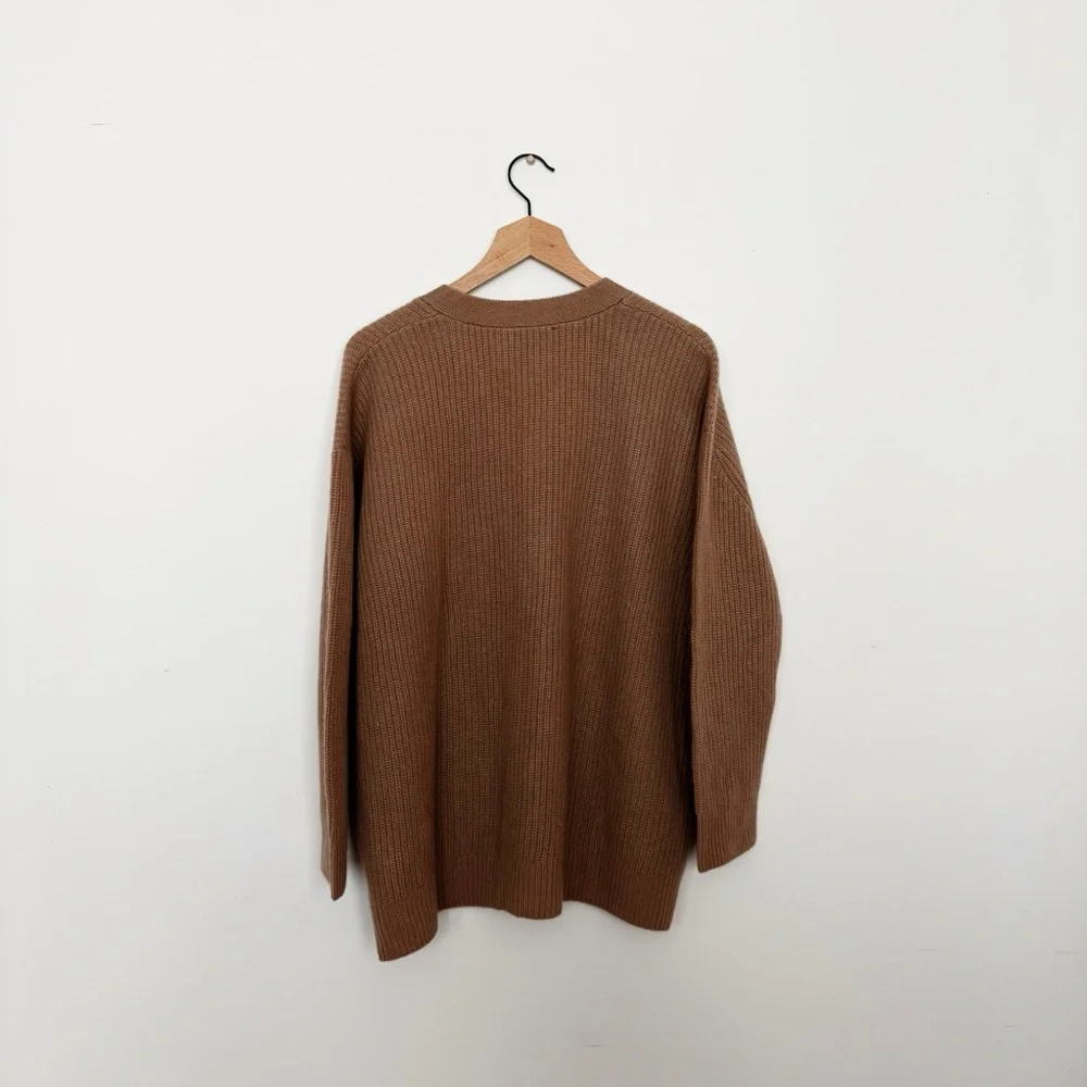 Quince Mongolian Cashmere Oversized Boyfriend Cardigan Sweater in Brown Size S - Picture 4 of 6